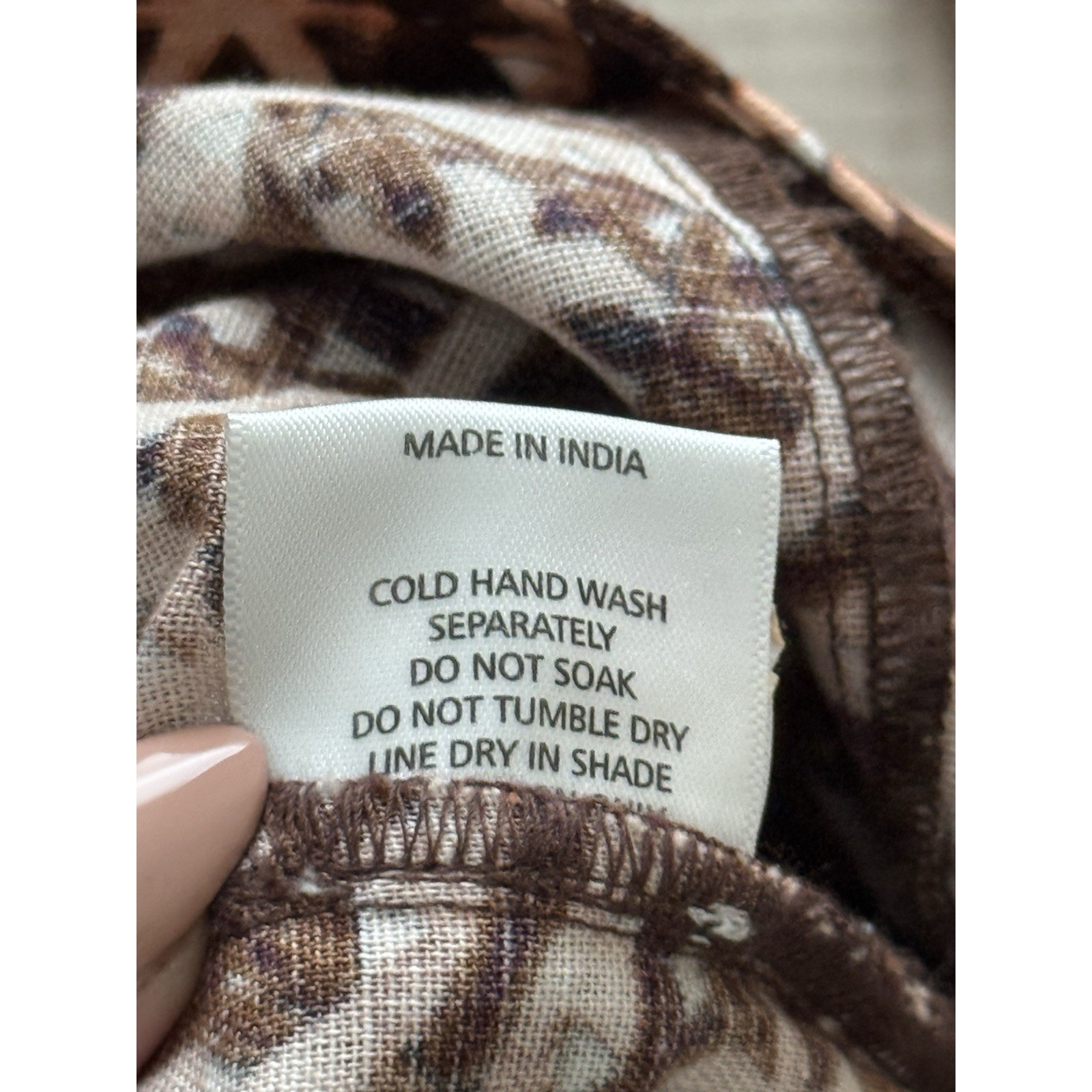 Mason's Daughter Nwt Lattice Pants Size Small Brown Print Linen Cotton Boho — image 8 of 8